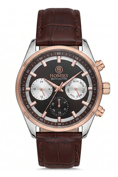 Homies Men's Brown Leather Cord Black Dial Function Wristwatch 2 Years Warranty