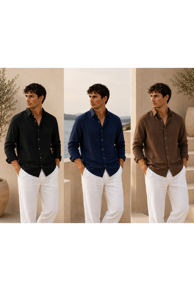 pepule Men's Shirt Set of 3 Summer Breathable Comfortable Fit Stylish Economi...