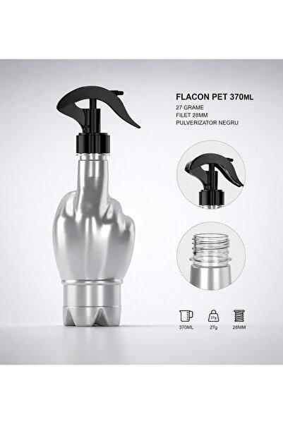 SUPERMEMO SprayBottle Premium 370 ml – Flacon PET cu Pulverizator Negru