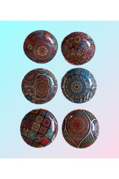 kapadokyahediyelik 8 cm Çap 2,5 cm Yükseklik 6 lı Dekoratif Desenli Dondurmal...