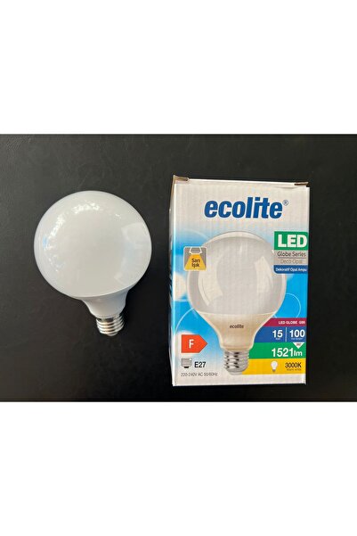 Ecolite 15 WATT 1521 LÜMEN 3000 KELVİN G95 OPAL LED AMPUL