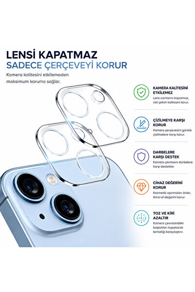 aheaks iPhone 13 / 14 / 15 / 13 Mini / 14 Plus / 15 Plus Uyumlu Kamera Çevres...