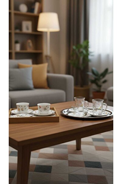 Generic A luxurious hospitality set – coffee cups and tea glasses with elegan...