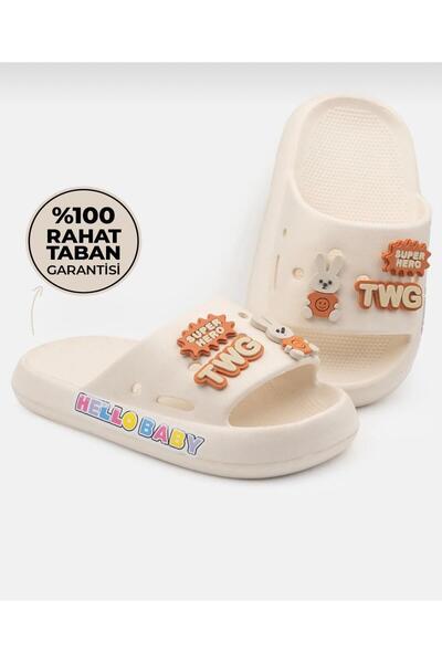 mersin md tekstil Children's Pool Beach Sea Light Sole Soft Daily Slippers
