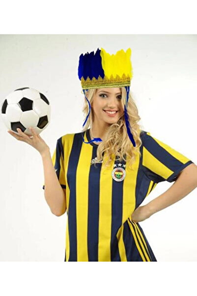 OSKA GLOBAL Yellow Navy Blue Fan Feather Hair Band