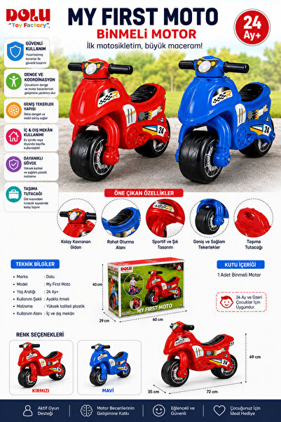 DoruCO My First Moto Binmeli Motor (Kırmızı / Mavi) Oyuncak Motosiklet
