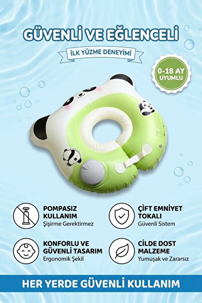 UPSTYLE Bebek Bel Simidi Süngerli Panda Figürlü Emniyet Tokalı Pompasız Kulla...