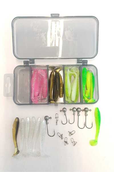Enora Grup Palet kuyruklu silikon takım (25 adet 5,5 cm silikon , 2 ile 3 gra...