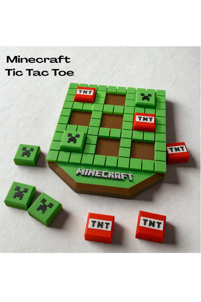 FOAMGREEN Minecraft Tic Tac Toe Oyun - Mini Eğitici Masa Oyunu - İnteraktif S...
