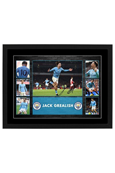 HWC Trading Jack Grealish Manchester City F.C. Gift Autographed A3 Framed Pre...
