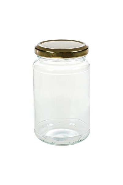 OEM Borcan de depozitare din sticlă, cu capac metalic auriu, 350 ml, practic ...