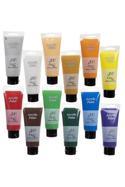 Ayawaska Set vopsele acrilice profesionale 12 culori x 100 ml, culori vibrant...