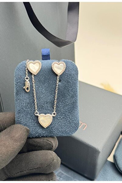 Generic Elegant Romantic Silver Pearl Heart Set