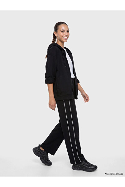 LC Waikiki Black Elastic Waist Women's Sports Sweatpants