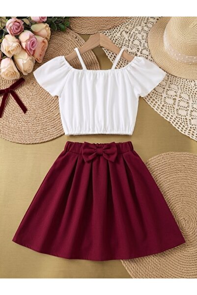 shop Girl's Woven Summer Sports Outfit with a Simple and Casual Design.