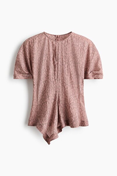 H&M Lyocell Karışımlı ve Mendil Kesimli Bluz