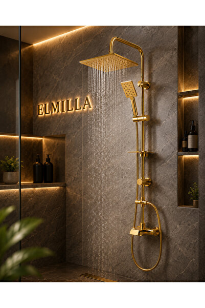 elmilla Gold Lüx Kare Robot Tepe Duş Seti