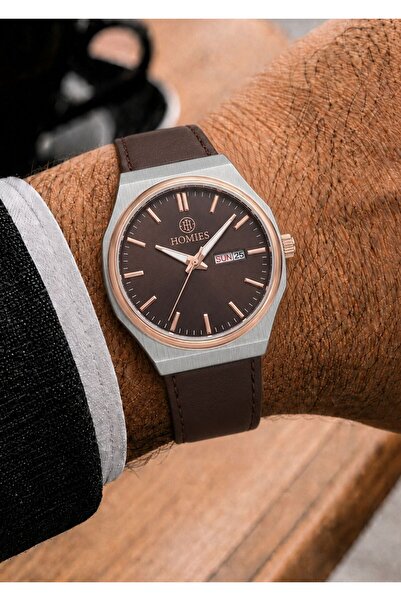 Homies Men's Brown Leather Cord Brown Dial Calendar Wristwatch 2 Years Warranty