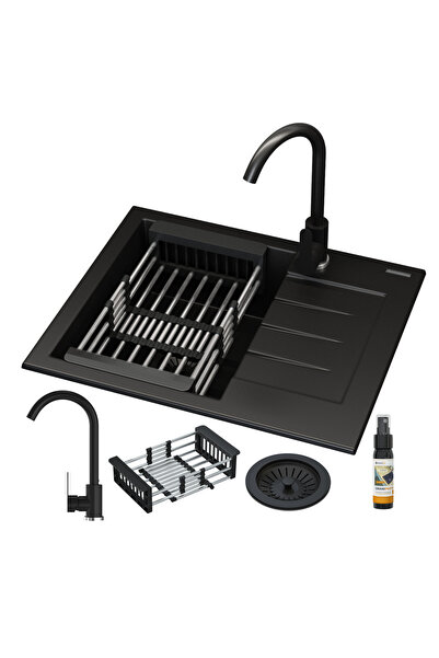 Granitan Set chiuveta bucatarie, Granitan, Granit, 574 x 464mm, Negru