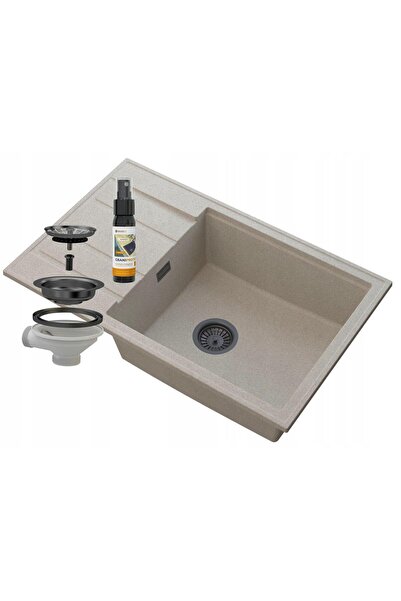 Granitan Set chiuveta cu sifon, solutie intretinere, Granitan, Granit, Bej/Negru