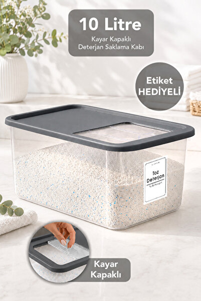 Meleni Home 10Lt Detergent Storage Box - Sliding Lid Bathroom Organizer Table...