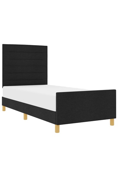 vidaxl Cadru de pat cu headboard Negru 90 x 200 cm țesătură