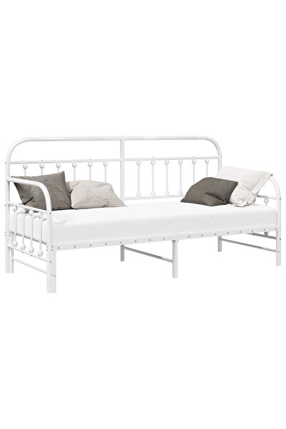 vidaxl Cadru de pat de zi Alb 80 x 200 cm Oțel vopsit electrostatic