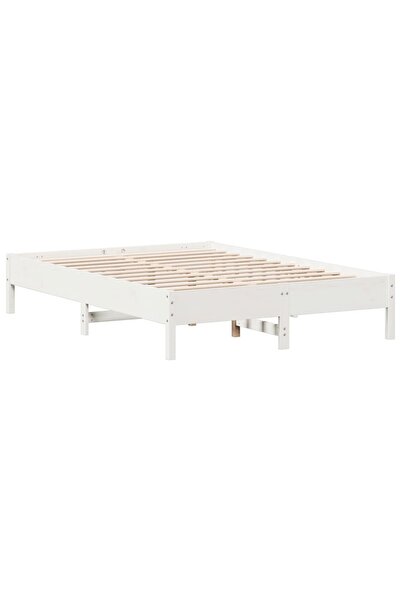 vidaxl Cadru de pat fără saltea, alb, 120x200 cm, lemn masiv pin
