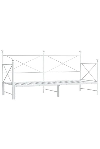 vidaxl Pat de zi cu șarui fără saltea alb 75x190 cm oțel