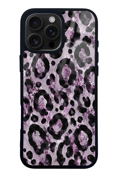 Spoyi iPhone 16 Pro Max Soft Lilac Leopard Design Glossy Phone Case