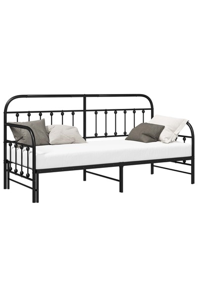 vidaxl Cadru de pat de zi Negru 80 x 200 cm Oțel vopsit electrostatic
