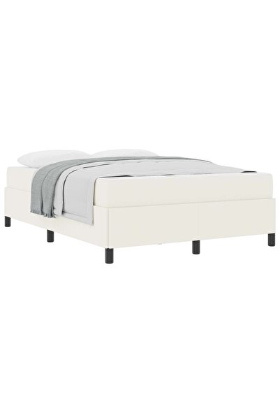 vidaxl Cadru de pat cu saltea Crem 140 x 190 cm țesătură