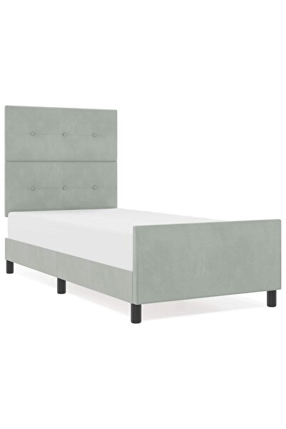 vidaxl Pat cu arcuri cu headboard Gri deschis 90 x 190 cm Catifea