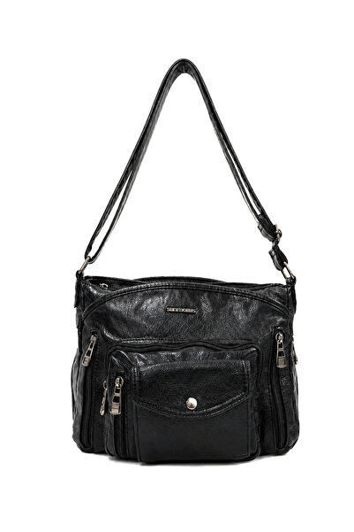 Sanmorris Multi-Compartment Washed Leather Women's Crossbody Shoulder Bag wit...