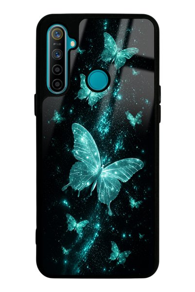 Spoyi Realme 5I Glossy Phone Case with Turquoise Galaxy Butterfly Design