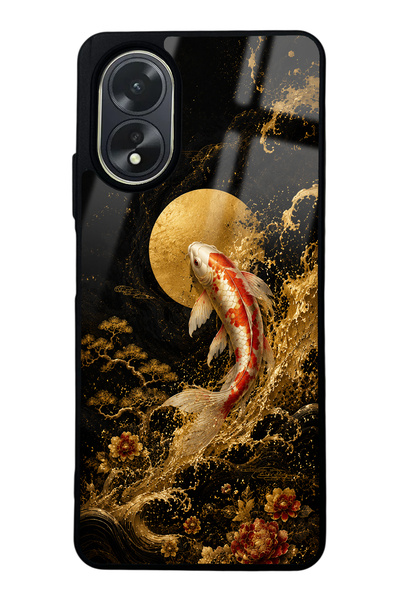 Spoyi Oppo A38 Golden Koi Elegance Tasarımlı Glossy Telefon Kılıfı