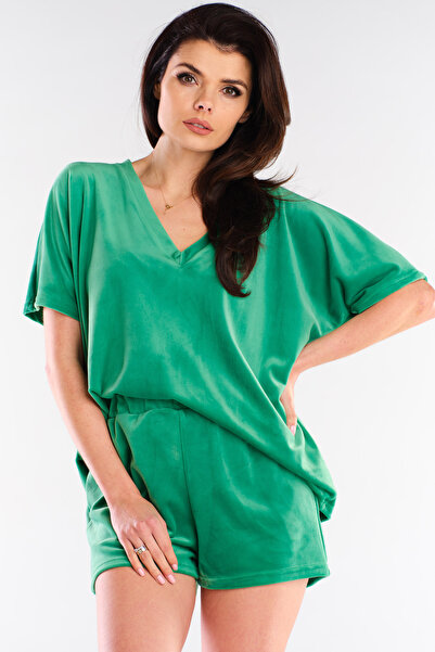 Awama Pantaloni scurti dama, Awama, Poliester, Verde, L-XL