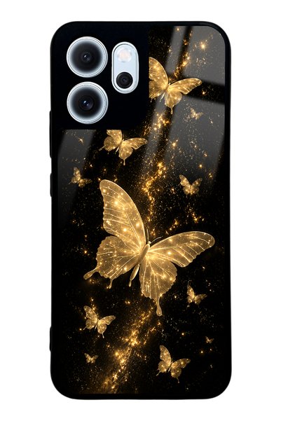 Spoyi Oppo Reno 14F Yellow Galaxy Butterfly Design Glossy Phone Case