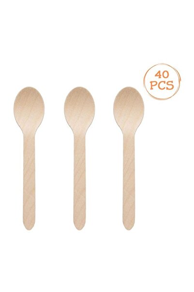 OEM Lingurițe din Lemn 16 cm, Set 40 buc, pentru Desert, Cafea, Picnic și Pet...