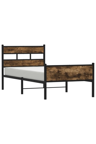 vidaxl Cadru pat fără saltea, stejar fumuriu 100x190 cm lemn prelucrat
