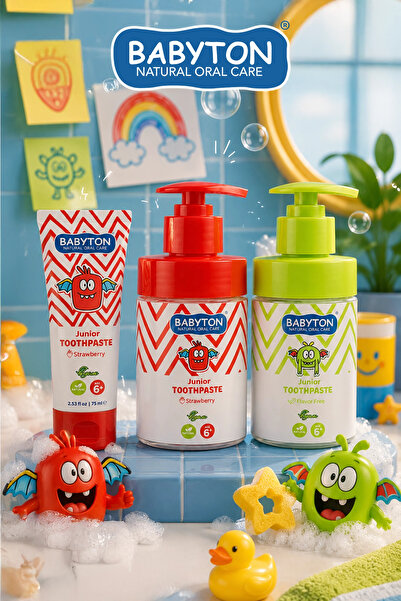 BABYTON Doğal Çilek Diş Macunu 6 Yaş ve Üzeri Florürlü 200 ml
