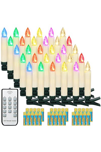 YUNICA Set 30 Lumanari LED De Craciun, Fara Fir Cu Telecomanda Si Timer, Efec...