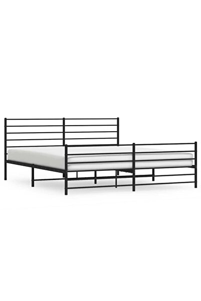 vidaxl Cadru pat metalic cu tăblii de cap/picioare, negru, 183x213 cm