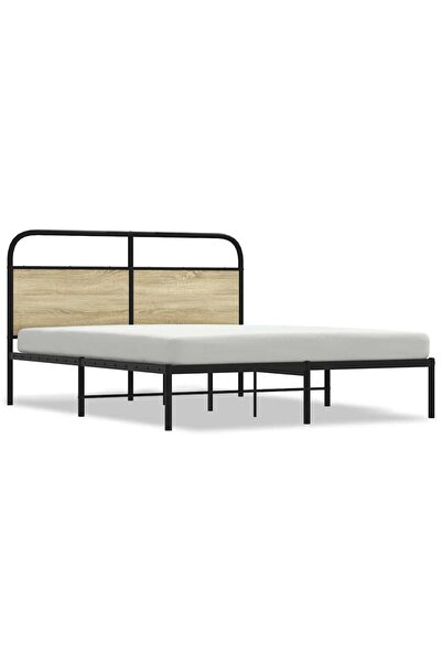 vidaxl Cadru de pat fără saltea 150x200cm Lemn prelucrat stejar Sonoma