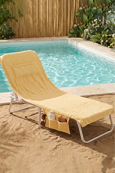 Rivaİstanbul Yellow 100% Cotton Sunbed Towel, 60X180 Cm, Quick-Drying Beach T...