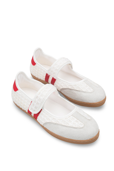 Bak Store White Red Knitted Women's Sports Ballerina Buckle Mery Jane Sneaker...