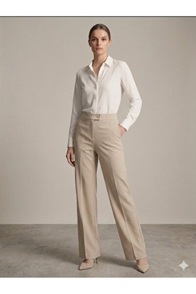 centilmen Ercan Akdeni̇z Women's High Waist Fabric Trousers 5023