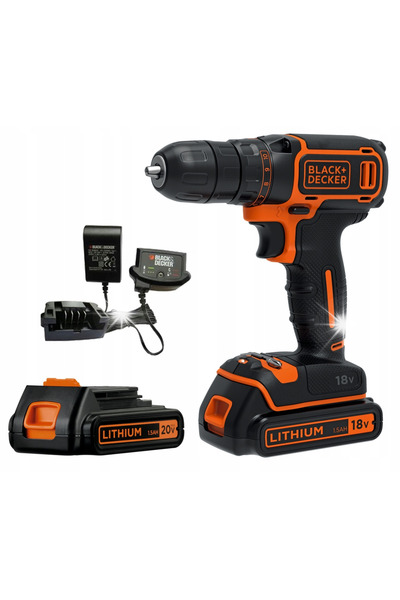 Black&Decker Mașină de găurit și înșurubat cu acumulator 30NM 18V 2*1.5AH BDC...