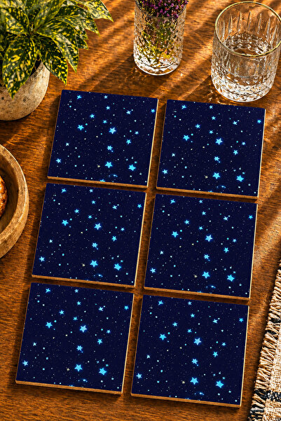 JHAAR Abstract Starry Modern Design Set of 6 Coasters - Uv Printed Mdf - 10X1...