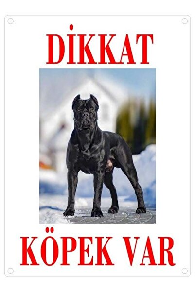 Genel Markalar Dikkat Köpek Var Uyarı Levhası (Renkli Cane Corsa)
